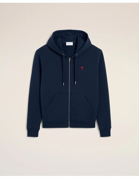 HOODIE ZIPPÉ AMIE DE COEUR ROUGE EN COTON BLEU NUIT