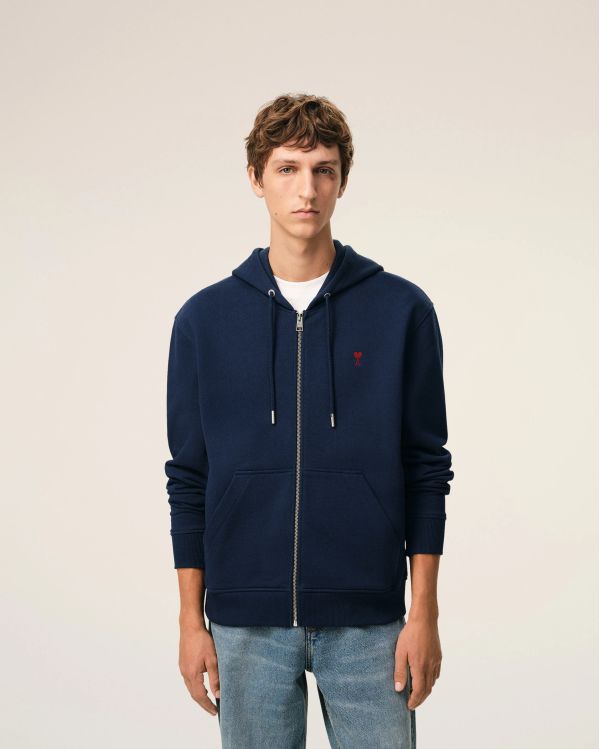 HOODIE ZIPPÉ AMIE DE COEUR ROUGE EN COTON BLEU NUIT 2