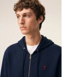 HOODIE ZIPPÉ AMIE DE COEUR ROUGE EN COTON BLEU NUIT