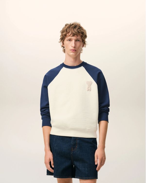 SWEATSHIRT AMI DE COEUR EN COTON BLANC CREME / ENCRE