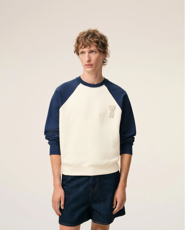 SWEATSHIRT AMI DE COEUR EN COTON BLANC CREME / ENCRE 2