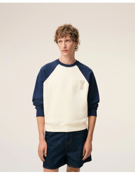 SWEATSHIRT AMI DE COEUR IN COTTON CREAM WHITE / INK