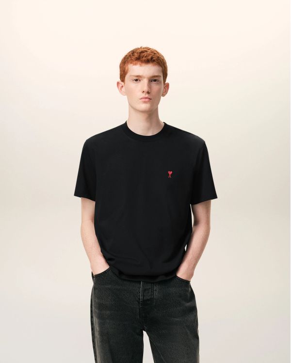 TSHIRT AMI DE COEUR ROUGE EN COTON NOIR