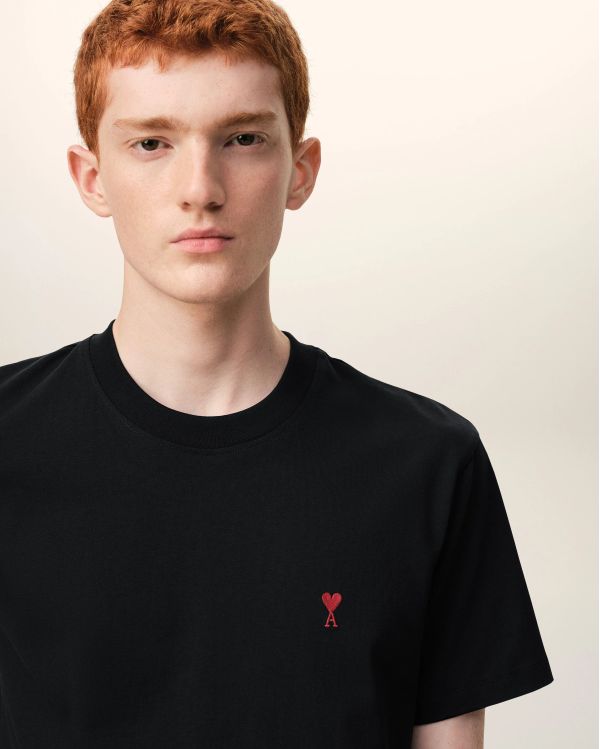 TSHIRT AMI DE COEUR ROUGE EN COTON NOIR