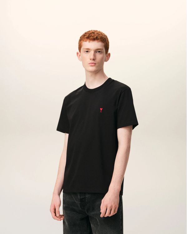 TSHIRT AMI DE COEUR ROUGE EN COTON NOIR