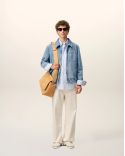 BLOUSON ZIPPÉ AMI DE COEUR CONTRASTÉ EN COTON BLEU USÉ