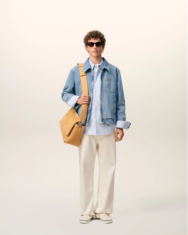 JACKET ZIPPED AMI DE COEUR CONTRASTED IN COTTON USED BLUE