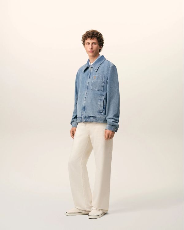 JACKET ZIPPED AMI DE COEUR CONTRASTED IN COTTON USED BLUE