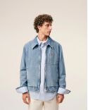 JACKET ZIPPED AMI DE COEUR CONTRASTED IN COTTON USED BLUE
