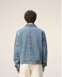 BLOUSON ZIPPÉ AMI DE COEUR CONTRASTÉ EN COTON BLEU USÉ