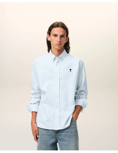SHIRT OXFORD AMI DE COEUR IN COTTON SKY BLUE / NATURAL WHITE
