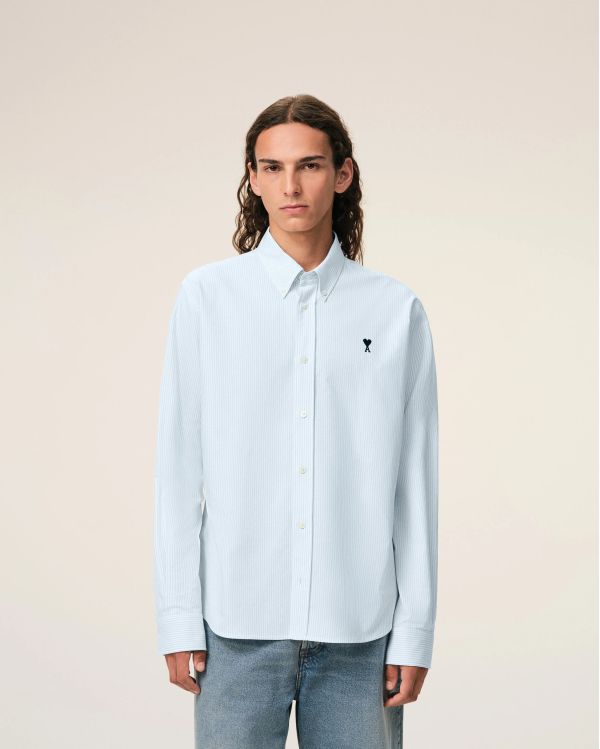 SHIRT OXFORD AMI DE COEUR IN COTTON SKY BLUE / NATURAL WHITE