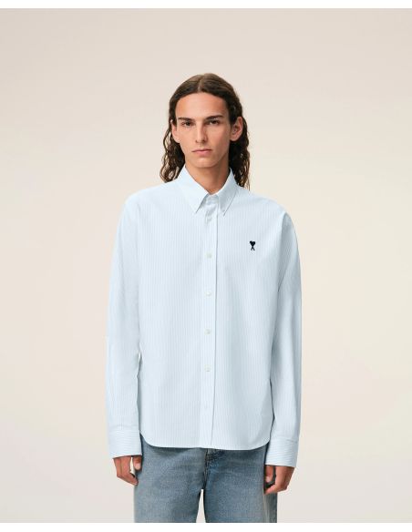 CHEMISE OXFORD AMI DE COEUR EN COTON BLEU CIEL / BLANC NATUREL