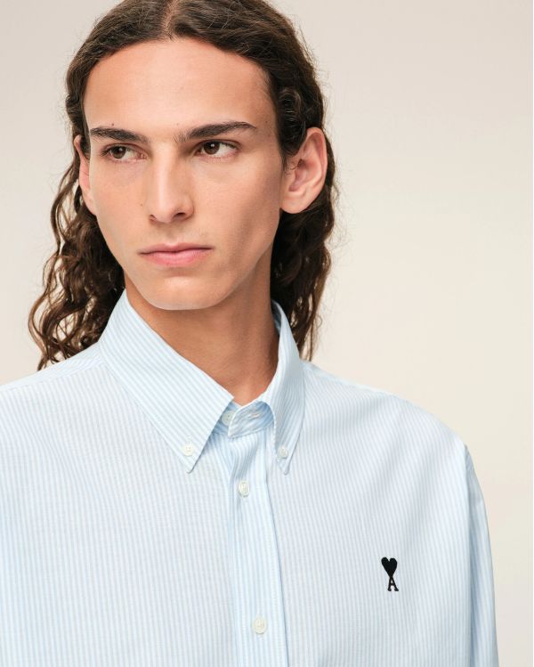 SHIRT OXFORD AMI DE COEUR IN COTTON SKY BLUE / NATURAL WHITE