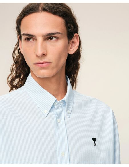 CHEMISE OXFORD AMI DE COEUR EN COTON BLEU CIEL / BLANC NATUREL