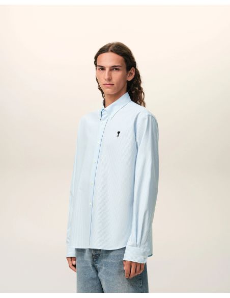CHEMISE OXFORD AMI DE COEUR EN COTON BLEU CIEL / BLANC NATUREL