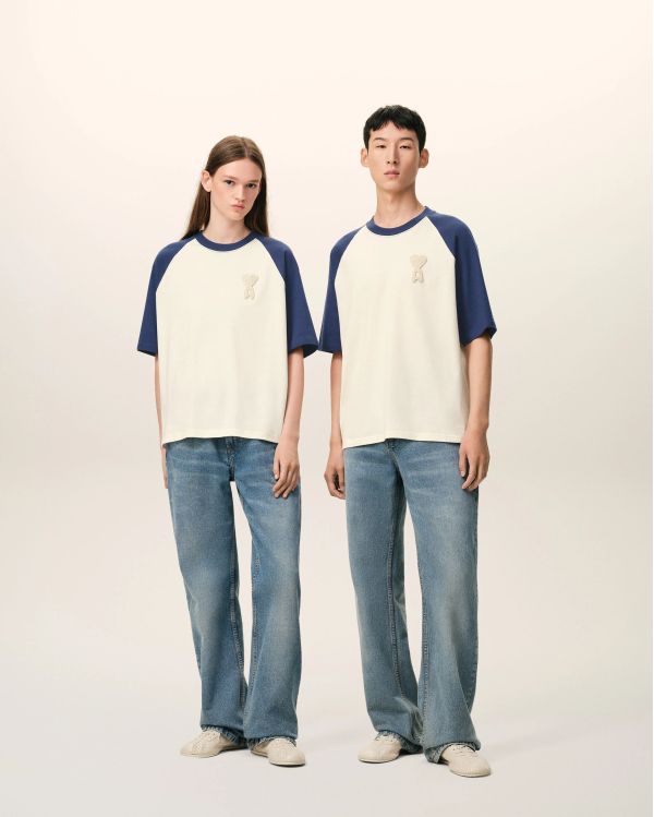 TSHIRT AMI DE COEUR IN COTTON CREAM WHITE / INK