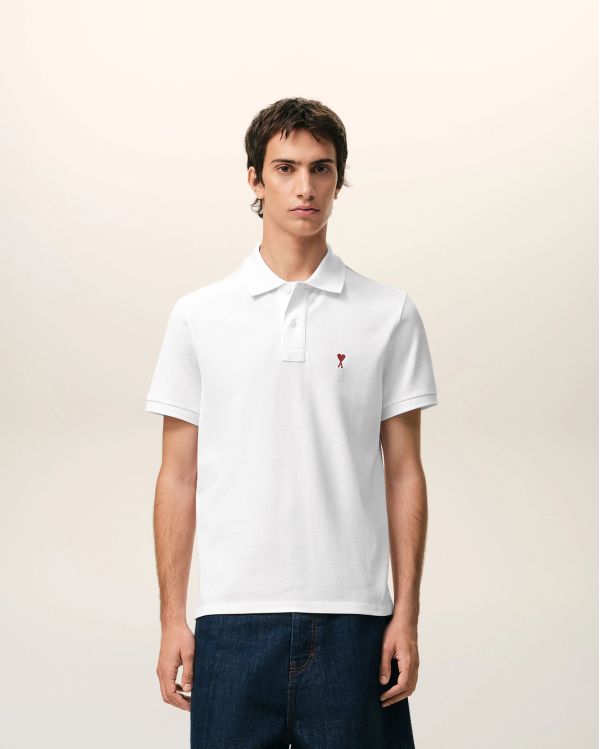 POLO AMI DE COEUR ROUGE EN COTON BLANC