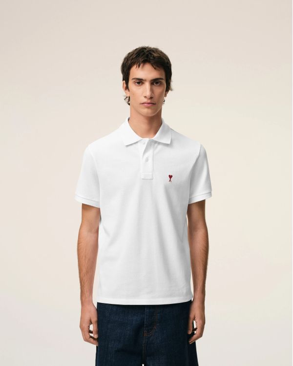 POLO AMI DE COEUR ROUGE EN COTON BLANC 2