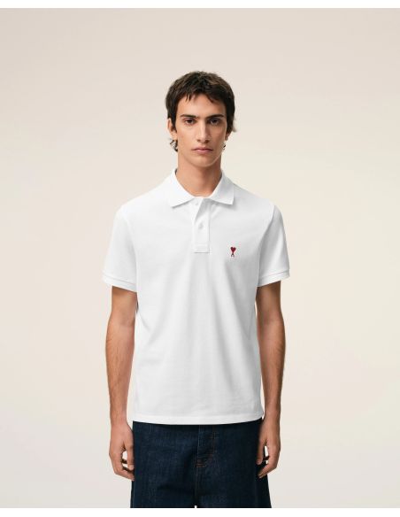 POLO AMI DE COEUR ROUGE EN COTON BLANC