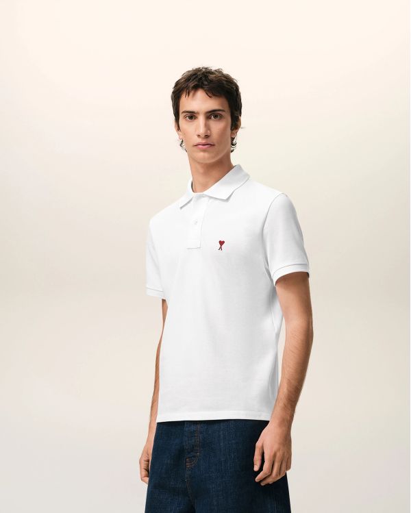 POLO AMI DE COEUR RED IN COTTON WHITE