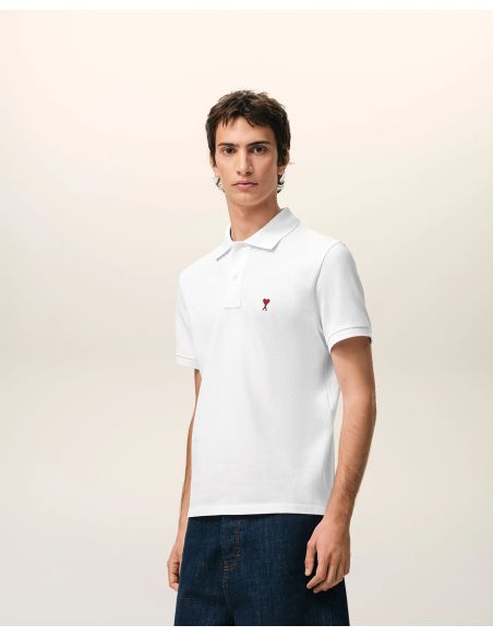 POLO AMI DE COEUR ROUGE EN COTON BLANC