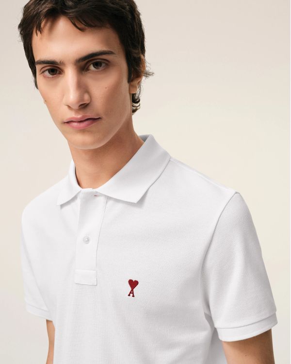 POLO AMI DE COEUR ROUGE EN COTON BLANC