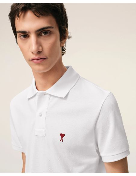 POLO AMI DE COEUR ROUGE EN COTON BLANC