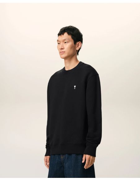 SWEAT AMI DE COEUR EN COTON NOIR / BLANC CREME