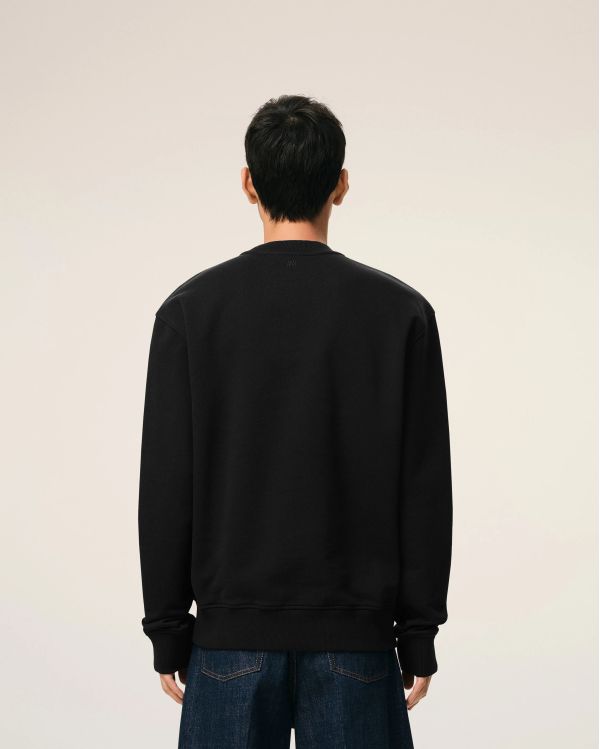 SWEAT AMI DE COEUR EN COTON NOIR / BLANC CREME