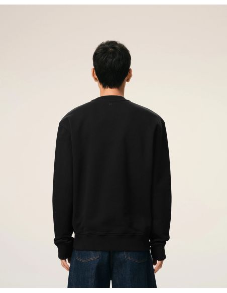 SWEAT AMI DE COEUR EN COTON NOIR / BLANC CREME