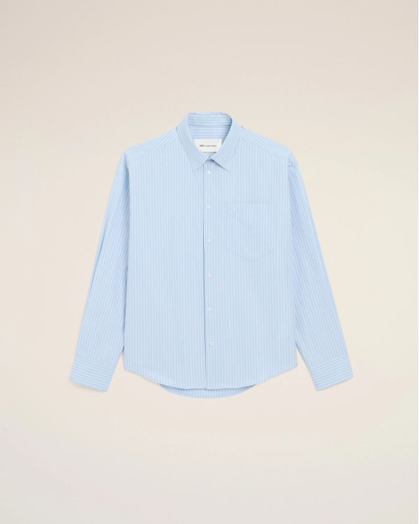 CHEMISE BOXY MANCHES LONGUES AMI DE COEUR BLEU CACHEMIRE / BLANC