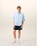 CHEMISE BOXY MANCHES LONGUES AMI DE COEUR BLEU CACHEMIRE / BLANC