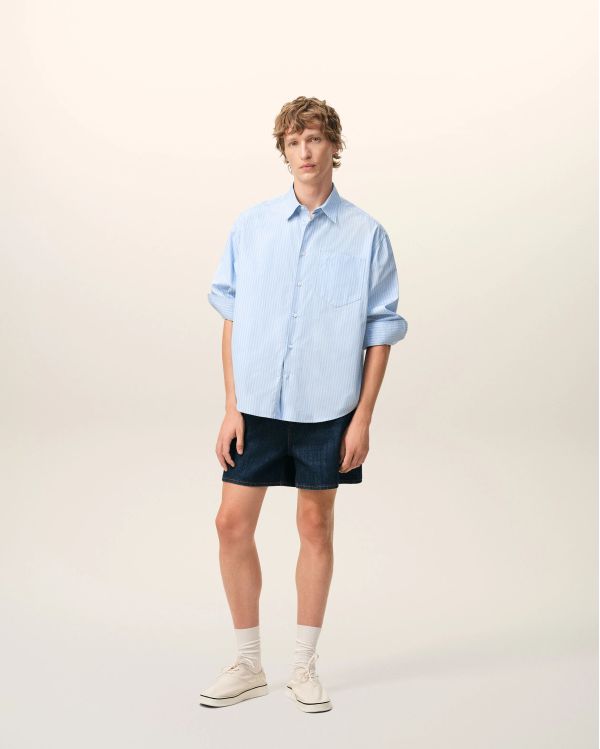 CHEMISE BOXY MANCHES LONGUES AMI DE COEUR BLEU CACHEMIRE / BLANC 2