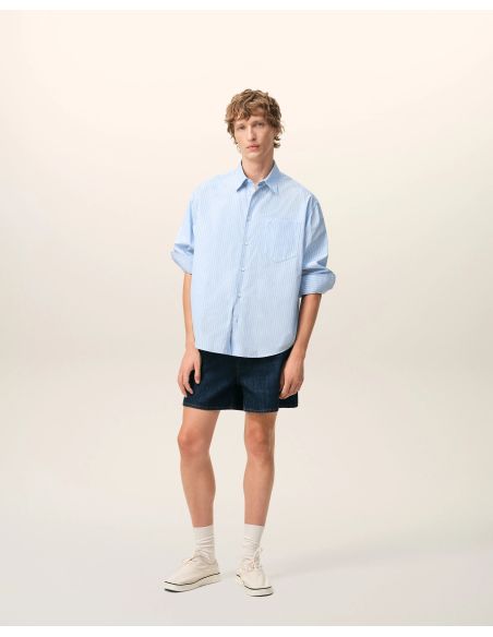 CHEMISE BOXY MANCHES LONGUES AMI DE COEUR BLEU CACHEMIRE / BLANC