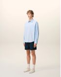 SHIRT BOXY LONG-SLEEVED BLUE CASHMERE / WHITE