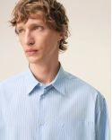 SHIRT BOXY LONG-SLEEVED BLUE CASHMERE / WHITE