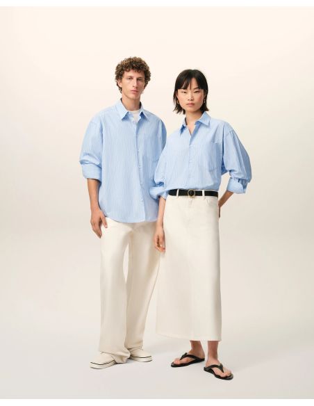 CHEMISE BOXY MANCHES LONGUES AMI DE COEUR BLEU CACHEMIRE / BLANC