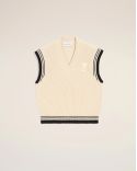 PULL COL V SANS MANCHES AMI DE COEUR BLANC CREME