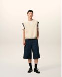 PULL COL V SANS MANCHES AMI DE COEUR BLANC CREME