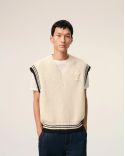 PULL COL V SANS MANCHES AMI DE COEUR BLANC CREME