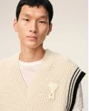 PULL COL V SANS MANCHES AMI DE COEUR BLANC CREME