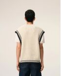 PULL COL V SANS MANCHES AMI DE COEUR BLANC CREME