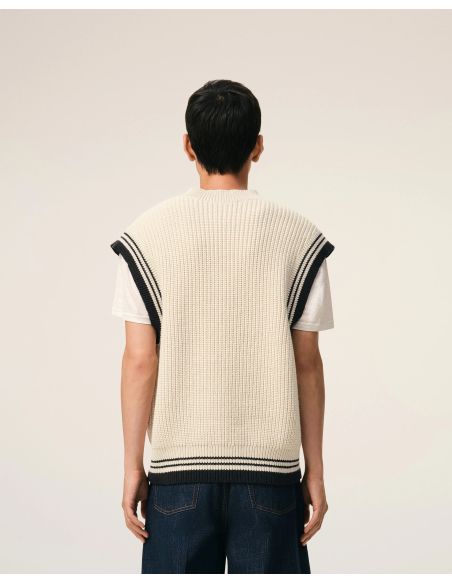 SWEATER V-NECK SLEEVELESS AMI DE COEUR CREAM WHITE