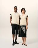 PULL COL V SANS MANCHES AMI DE COEUR BLANC CREME