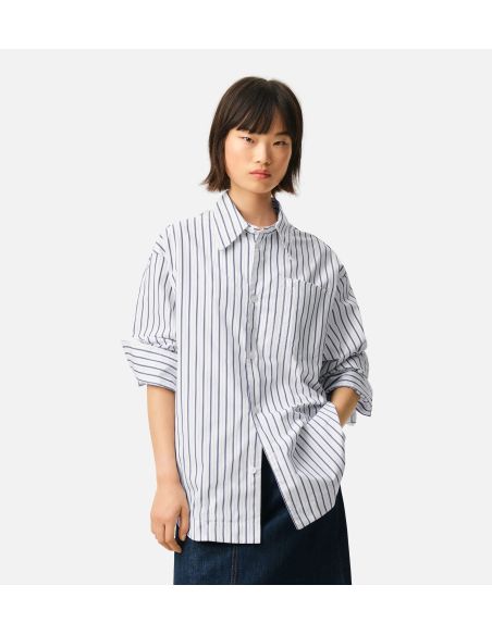  CHEMISE LARGE AMI DE COEUR DOUBLE RAYURES BLANC / ENCRE