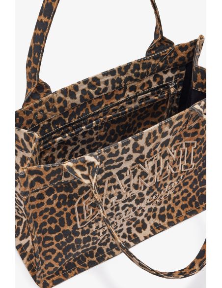 GRAND SAC FOURRE-TOUT EN TOILE IMPRIMÉ LÉOPARD