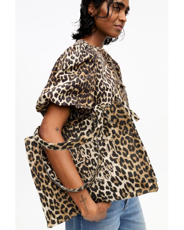 GRAND SAC FOURRE-TOUT EN TOILE IMPRIMÉ LÉOPARD