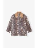 VESTE MIDI EN TOILE IMPRIMÉE LÉOPARD LAIT D'AMANDE