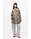 VESTE MIDI EN TOILE IMPRIMÉE LÉOPARD LAIT D'AMANDE
